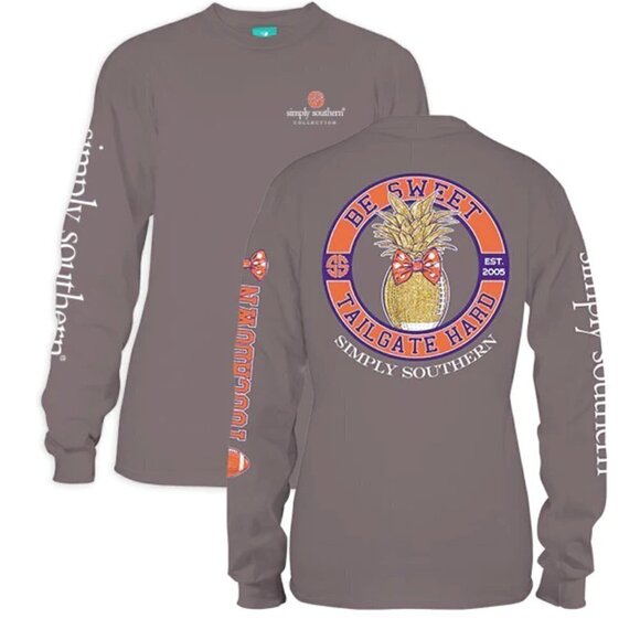 Simply Southern Preppy Be Sweet Tailgate Hard Long Sleeve T-Shirt - Picture 1 of 11